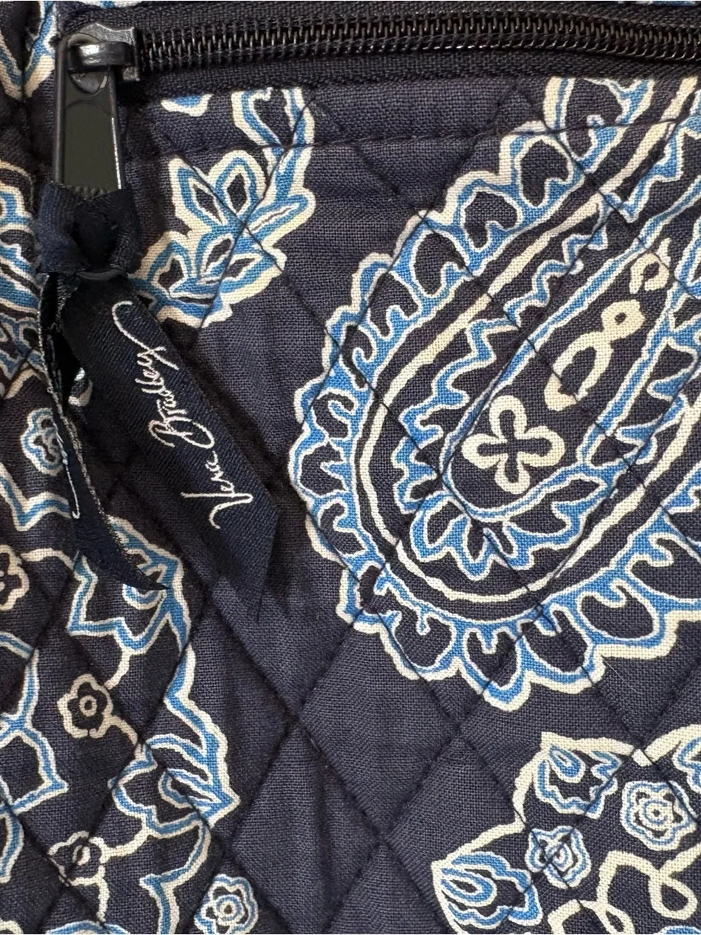Vera Bradley Navy Quilted Paisley Shoulder/Crossbody Bag